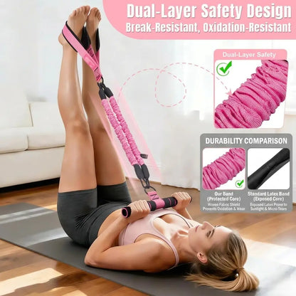 Adjustable Resistance Band Set with Padded Handles, Ft Straps & 90Lb Dual-Layer Safety Bands - Portable Home Fitness Pedal Puller for Bodybuilding, Hand-Pulling, Multi-Exercise, Train Needs, Bodybuilding Resistance Bands, Hand-Pulling Resistance Bands