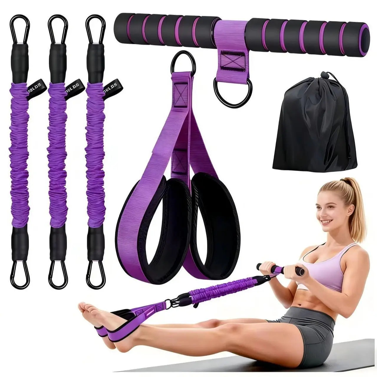 Adjustable Resistance Band Set with Padded Handles, Ft Straps & 90Lb Dual-Layer Safety Bands - Portable Home Fitness Pedal Puller for Bodybuilding, Hand-Pulling, Multi-Exercise, Train Needs, Bodybuilding Resistance Bands, Hand-Pulling Resistance Bands
