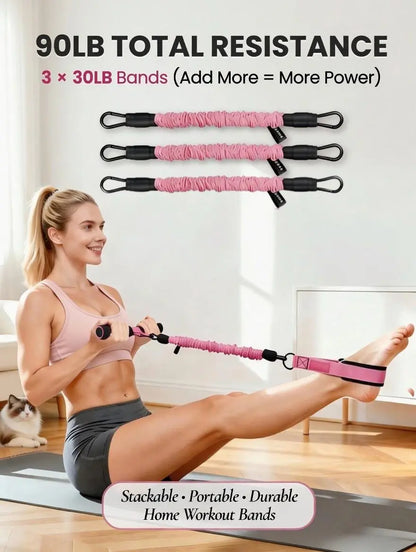 Adjustable Resistance Band Set with Padded Handles, Ft Straps & 90Lb Dual-Layer Safety Bands - Portable Home Fitness Pedal Puller for Bodybuilding, Hand-Pulling, Multi-Exercise, Train Needs, Bodybuilding Resistance Bands, Hand-Pulling Resistance Bands