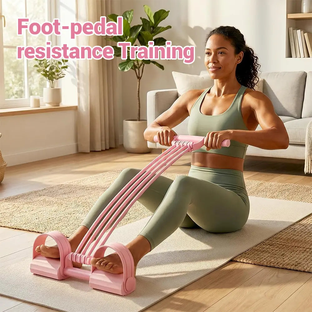 3-In-1 8-Tube Resistance Puller Set, Adjustable Pedal Exercise Band with Detachable Side Handles, Portable Home Fitness Accessory for Foot-Pedal and Hand-Pull Routines