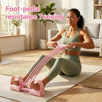 3-In-1 8-Tube Resistance Puller Set, Adjustable Pedal Exercise Band with Detachable Side Handles, Portable Home Fitness Accessory for Foot-Pedal and Hand-Pull Routines