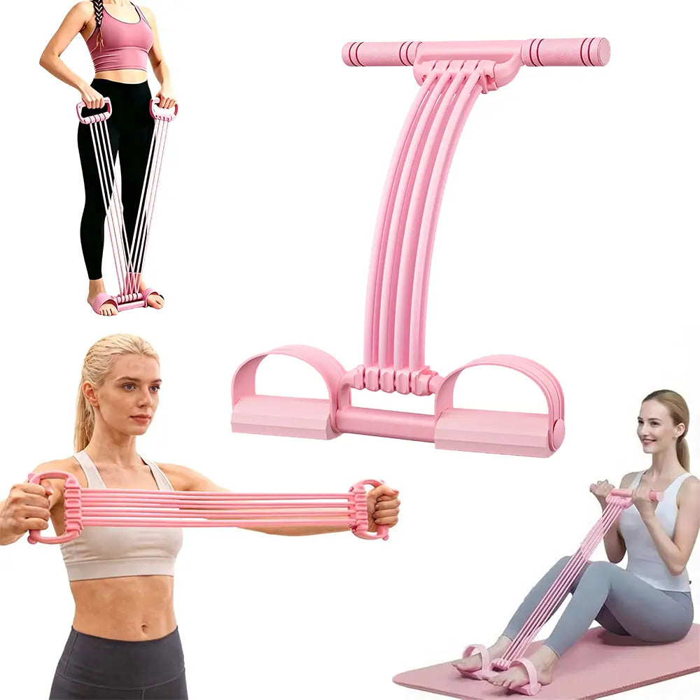 3-In-1 8-Tube Resistance Puller Set, Adjustable Pedal Exercise Band with Detachable Side Handles, Portable Home Fitness Accessory for Foot-Pedal and Hand-Pull Routines