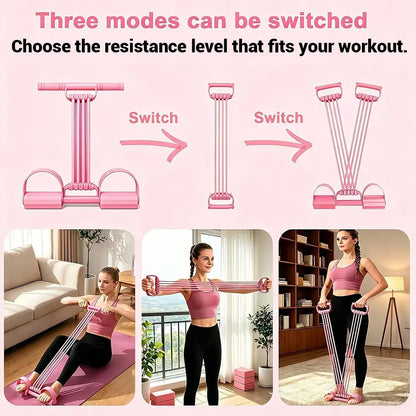 3-In-1 8-Tube Resistance Puller Set, Adjustable Pedal Exercise Band with Detachable Side Handles, Portable Home Fitness Accessory for Foot-Pedal and Hand-Pull Routines