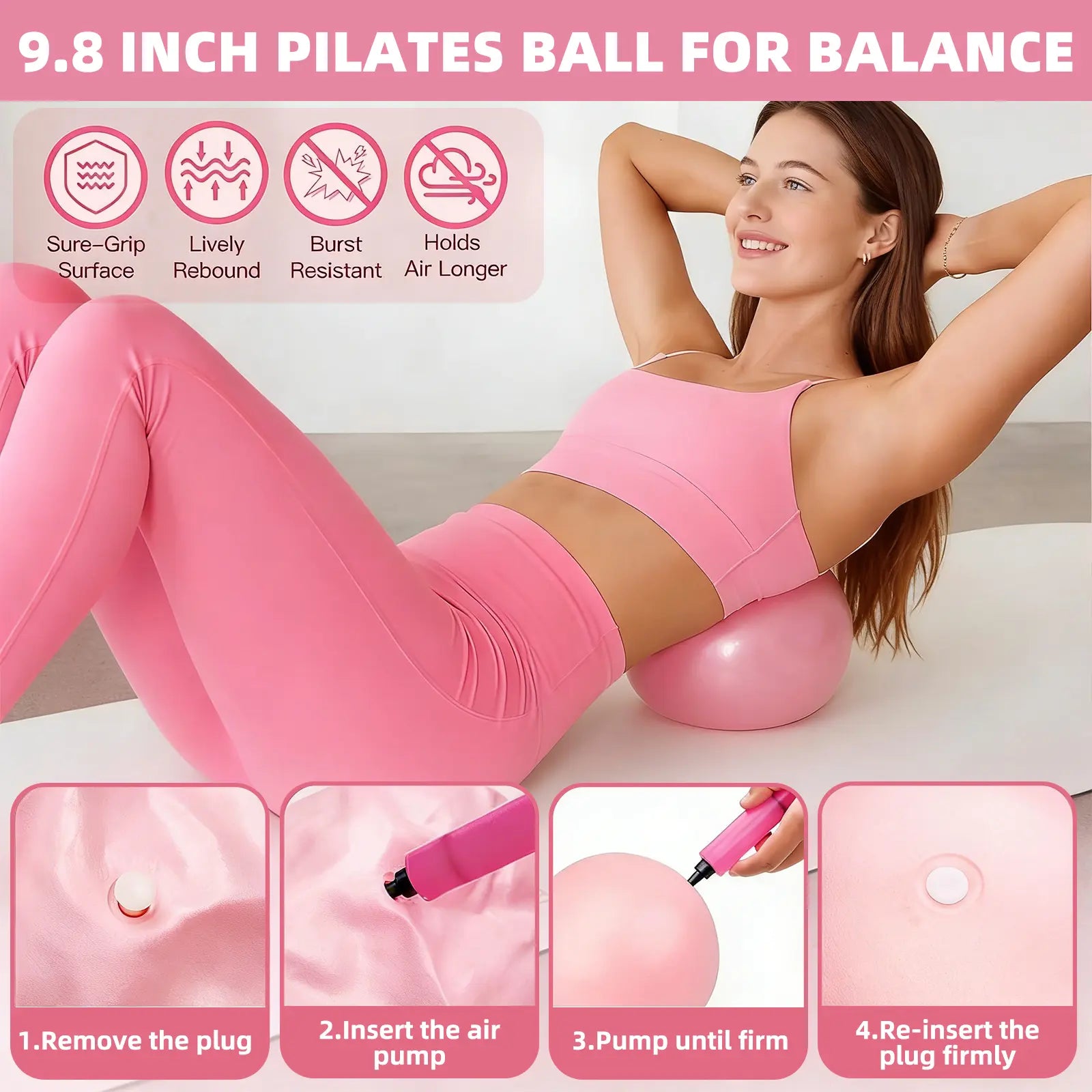 Homimanor Pilates Ring Set for Women Home Workout, Pilates Equipment Set for Beginners with 15'' Magic Circle, 9.8" Yoga Ball and Resistance Bands, Pilates Kit for Full Body Toning