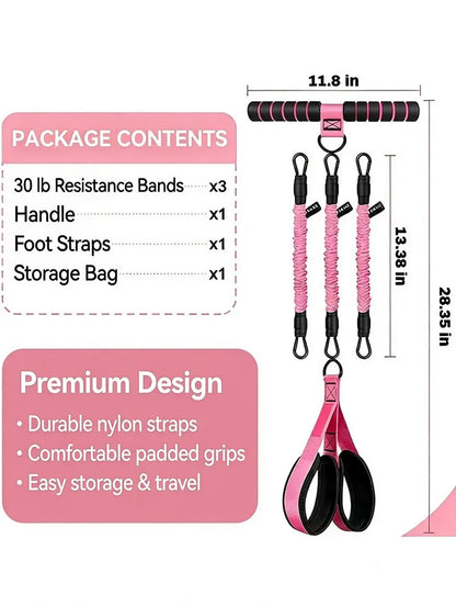 Adjustable Resistance Band Set with Padded Handles, Ft Straps & 90Lb Dual-Layer Safety Bands - Portable Home Fitness Pedal Puller for Bodybuilding, Hand-Pulling, Multi-Exercise, Train Needs, Bodybuilding Resistance Bands, Hand-Pulling Resistance Bands