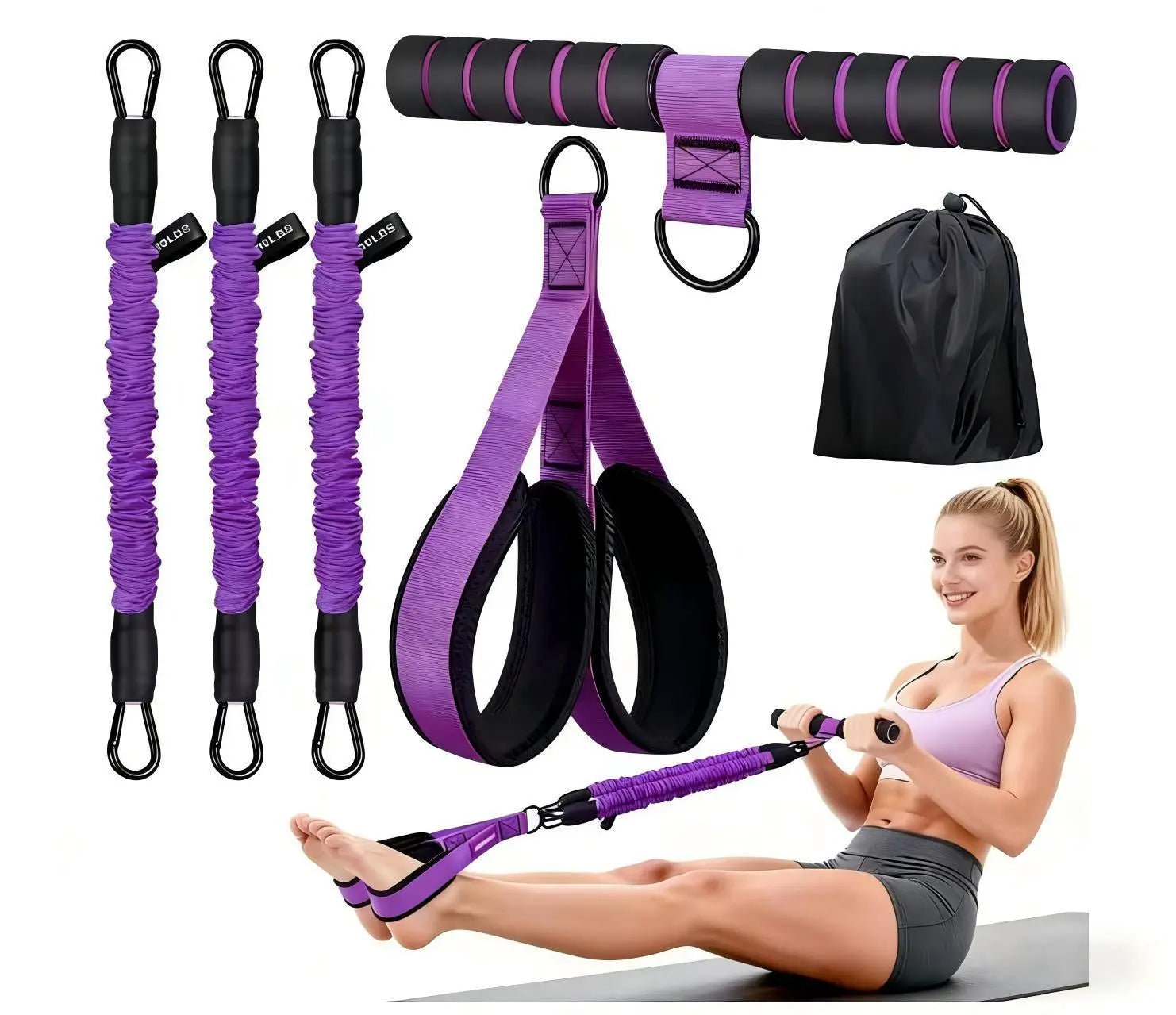 Adjustable Resistance Band Set with Padded Handles, Ft Straps & 90Lb Dual-Layer Safety Bands - Portable Home Fitness Pedal Puller for Bodybuilding, Hand-Pulling, Multi-Exercise, Train Needs, Bodybuilding Resistance Bands, Hand-Pulling Resistance Bands
